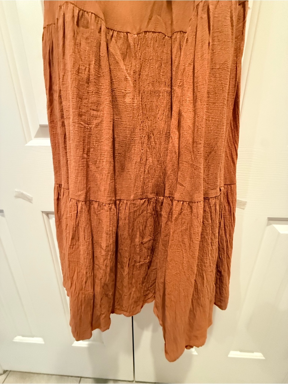 Carly Jean Los Angeles Rust Tiered Maxi Dress with Tie Waist - Picture 7 of 8